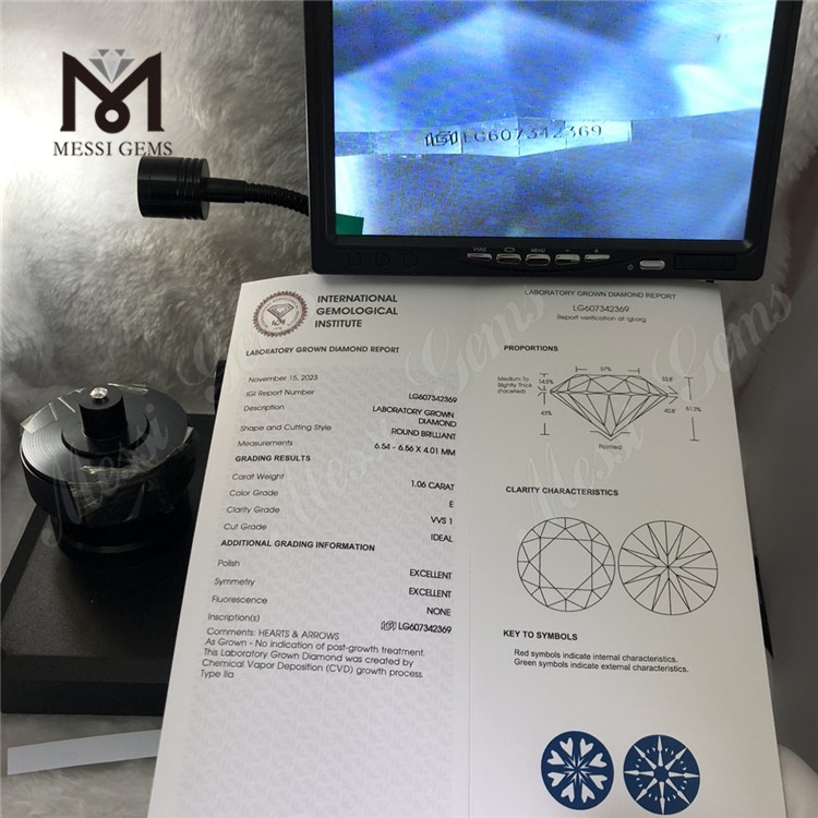 1.06CT E VVS1 1 carat lab grown diamond cost CVD Cost-Effective Luxury丨Messigems LG607342369