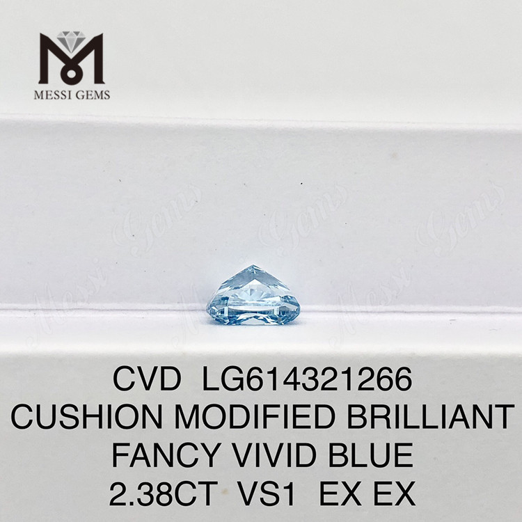 2.38CT VS1 CUSHION FANCY VIVID BLUE igi lab grown Certified Diamonds丨Messigems CVD LG614321266