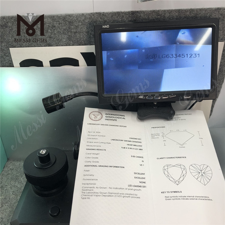 3.05CT G VS1 HS CVD lab made diamonds wholesale LG633451231丨Messigems 