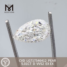 5.01CT PEAR diamond labs D VVS2 EX EX CVD LG717546412