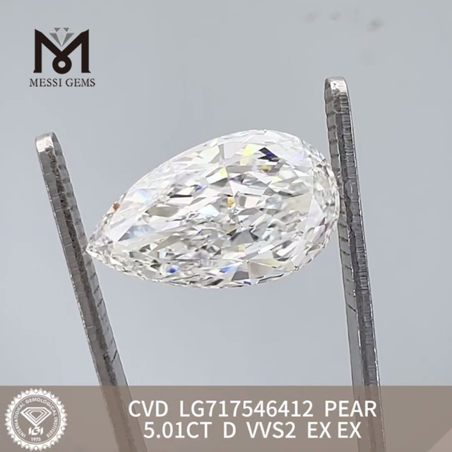 5.01CT PEAR diamond labs D VVS2 EX EX CVD LG717546412