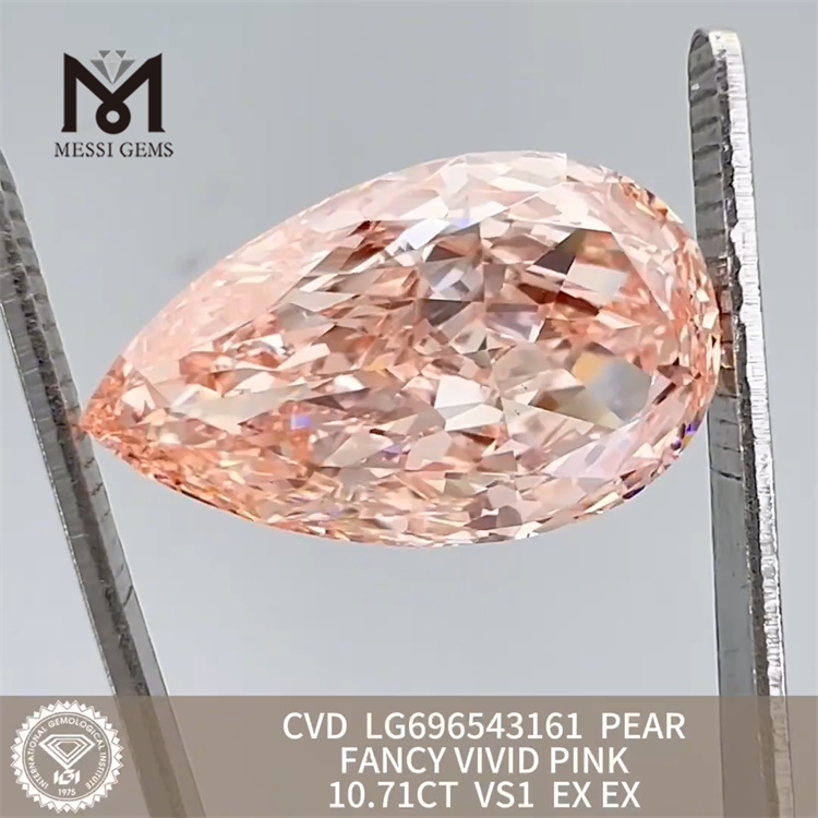 10.71CT VS1 PEAR FANCY VIVID PINK EX EX simulated diamond CVD LG696543161