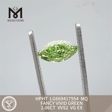 1.06CT VVS2 VG EX MQ FANCY VIVID GREEN HPHT Sustainable Lab Created Diamond LG669417954