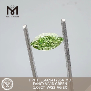 1.06CT VVS2 VG EX MQ FANCY VIVID GREEN HPHT Sustainable Lab Created Diamond LG669417954