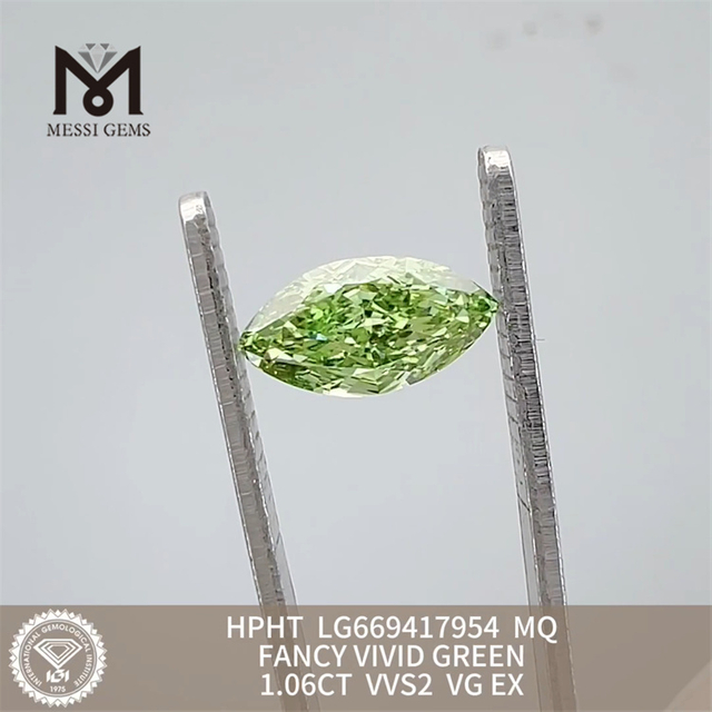1.06CT VVS2 VG EX MQ FANCY VIVID GREEN HPHT Sustainable Lab Created Diamond LG669417954