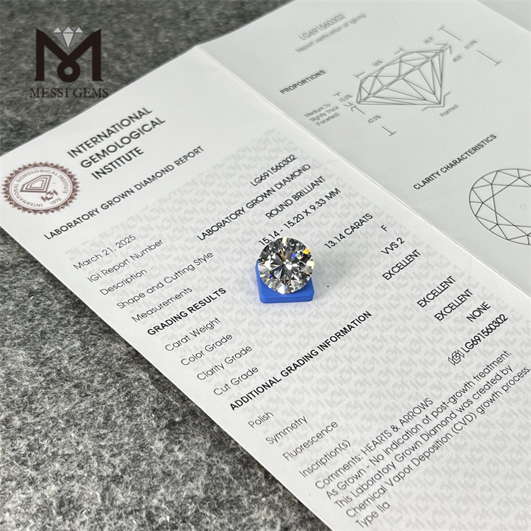 13.14CT F VVS2 3EX CVD loose lab diamond LG691560302 
