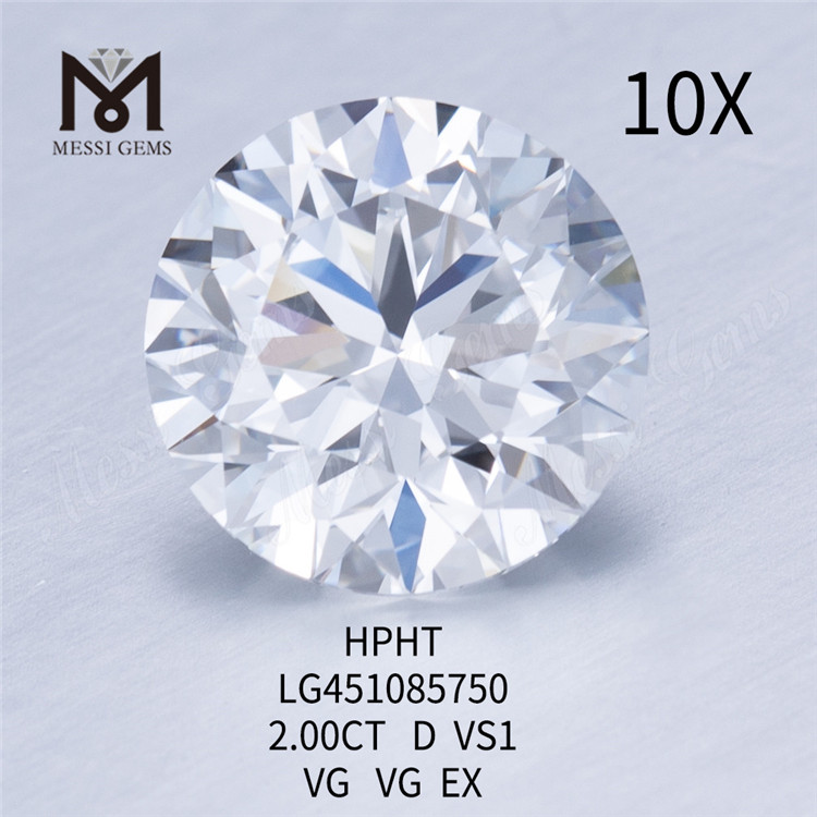 2ct D VS loose synthetic diamonds Round HTHP lab diamonds