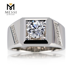 1 ct 18K white gold wedding Round Moissanite gold ring for men