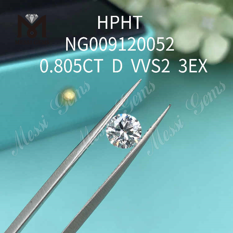 0.805CT white VVS2 3EX round loose lab made diamond 