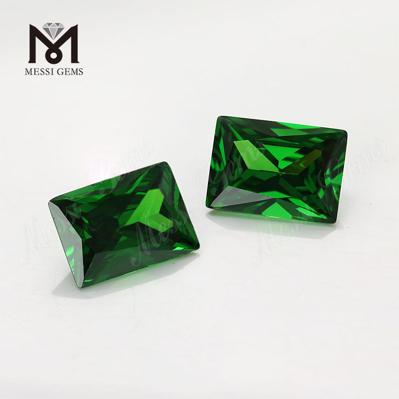 Top selling bagutte cut 10x14mm wholesale cubic zirconia green cz gemstone