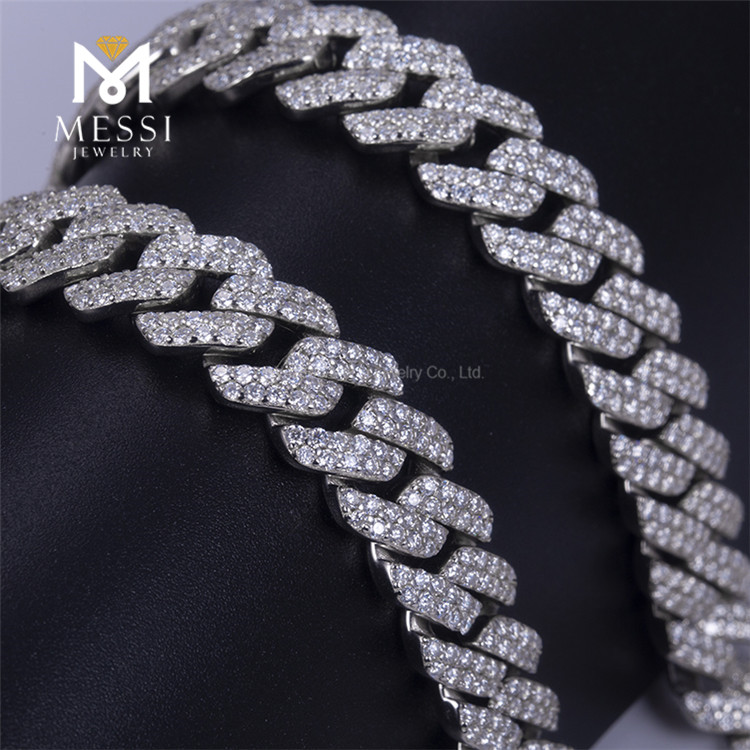 22inches Men's Hip-hop Customized CZ Silver Cuban Link Chain Necklace