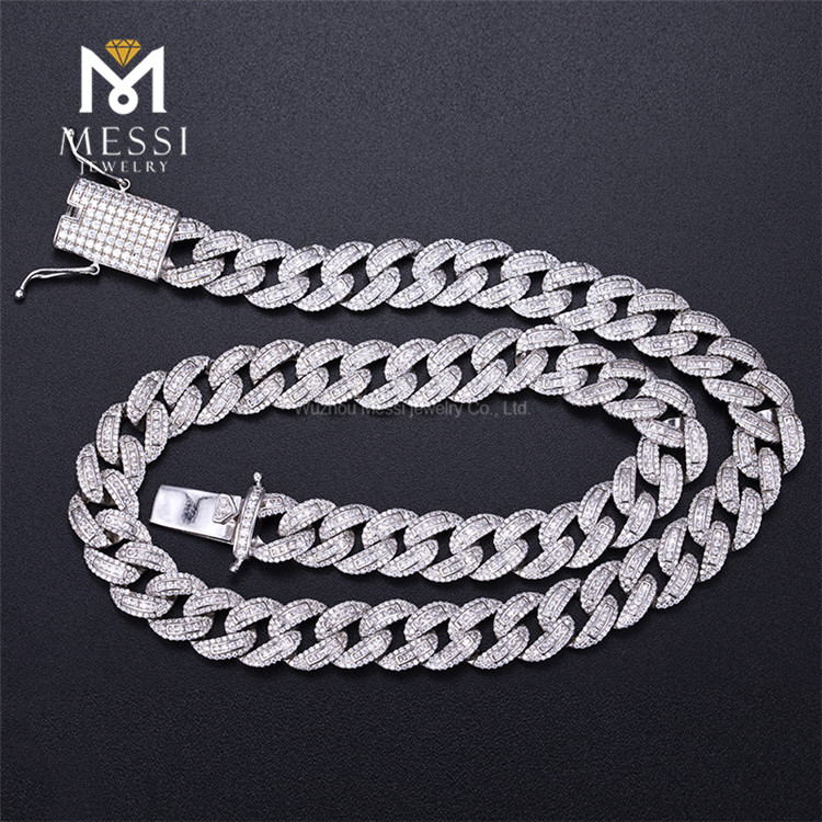Popular Chain Design 925 Sterling Silver Hiphop Moissanite Cuban Chain Link