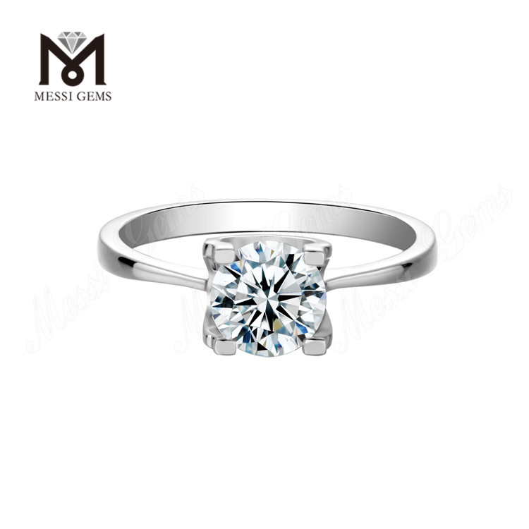 Messi Gems Engagement 1 Carat Moissanite Diamond 925 Sterling Silver Rings Femmes pour le mariage