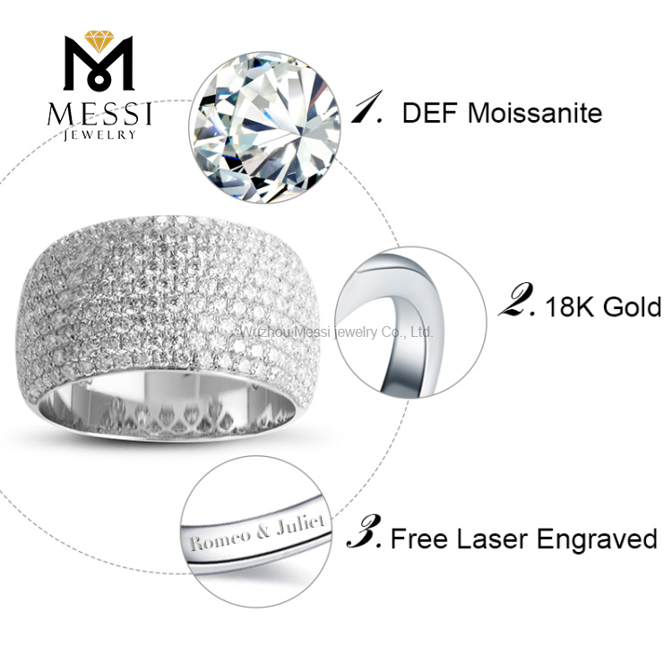 1.86ct 18k white gold moissanite fashon gold rings for women