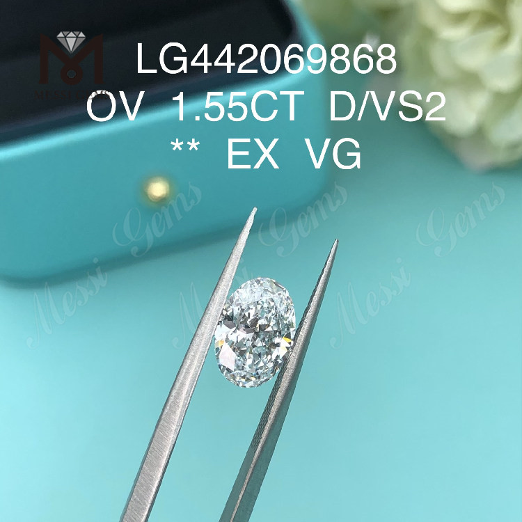 1.55 carat OVAL BRILLIANT D lab grown diamond 1.5 carat