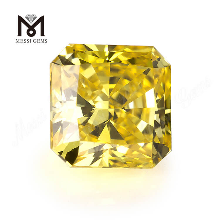1.04ct Radiant man made yellow diamonds Fancy Vivid Yellow Color Cut