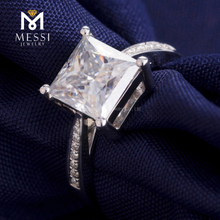 moissanite diamond ring Square princess cut 14k 18k white gold ring for woman jewelry girl ring