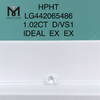 1.02 carat D VS1 Round certified lab grown diamonds IDEAL