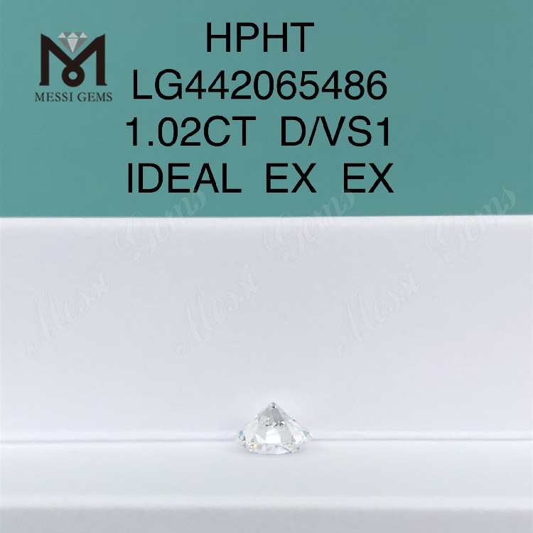 1.02 carat D VS1 Round lab grown diamond IDEAL