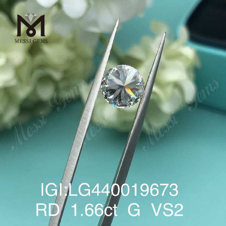 1.66 carat G VS2 IDEAL Round lab grown diamond