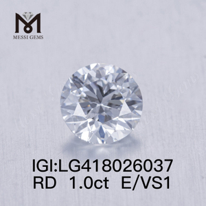 1 carat E/VS1 EX VG lab grown diamond Round 