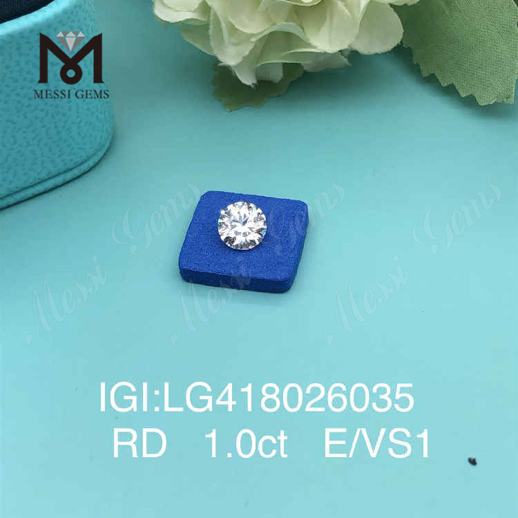 1.0CT E/VS1 round EX VG lab grown diamond