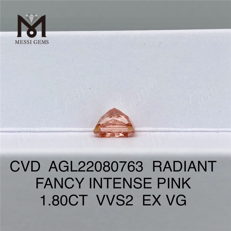 1.80CT RADIANT FANCY INTENSE PINK VVS2 EX VG CVD lab diamond AGL22080763