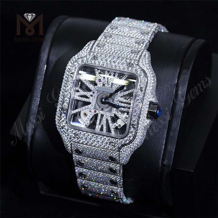 Custom Design Men Woman Luxury Hand Set Iced Out Diamond Moissanite Watch 