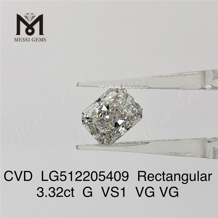 3.32CT G VS cvd Lab Grown Diamond RECTANGULAR IGI Certificate lab diamond