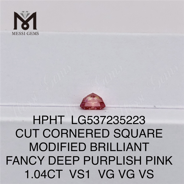 1.04CT SQUARE FANCY DEEP PURPLISH PINK VS1 VG VG VS HPHT lab diamond LG537235223 