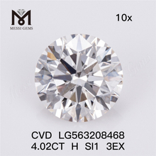 4.02CT H SI1 3EX CVD lab grown diamond IGI