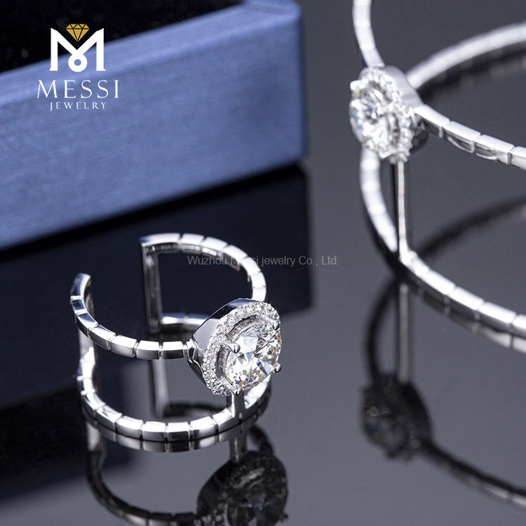 1.14CT 18K GPLD Fashion Widding Women Femmes Gift Bijoux en or Def Moissanite Diamond Ring