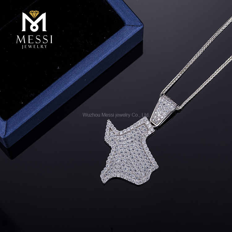 Mens hip hop high quality hand set moissanite diamond rapper silver pendant necklace jewelry