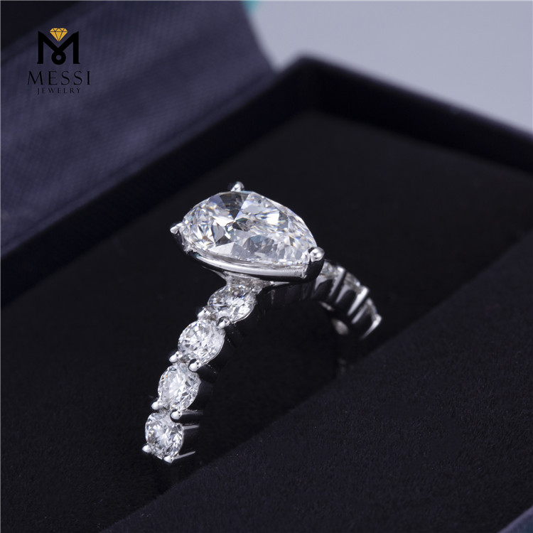 High quality engagement wedding ring pear moissanite ring 18k white gold wedding jewelry 
