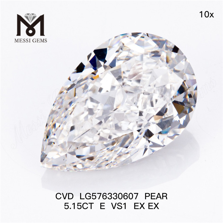 5.15CT E VS1 EX EX custom PEAR lab grown diamonds CVD LG576330607