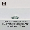 4.01CT PEAR FANCY INTENSE GREYISH GREEN VS2 VG VG lab grown diamond CVD LG570335094