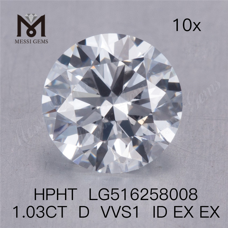 1.03Ct RD D VVS1 ID EX EX lab grown diamond HPHT