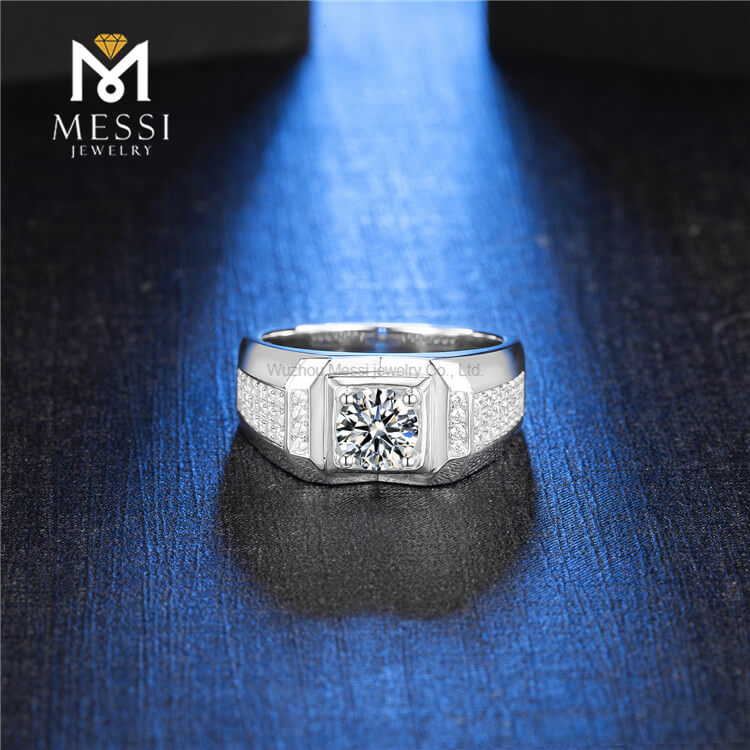 New Design Wholesale Price Sterling Silver 925 Jewellery Moissanite Man Rings for Wedding