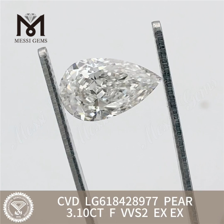 3.10CT F VVS2 PEAR Sparkle lab made vvs diamonds CVD丨Messigems LG618428977