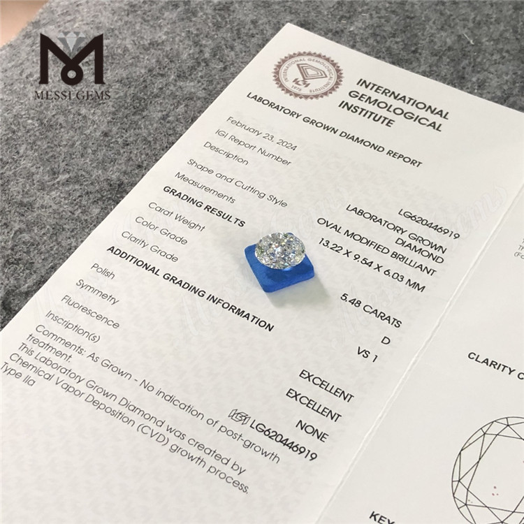 5.45CT D VS1 CVD OV manufactured diamonds wholesale丨Messigems LG620446919 