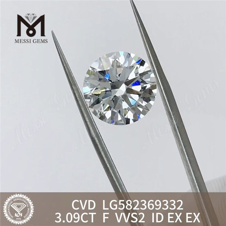 3.09CT F VVS2 ID EX EX LG582369332 cvd diamonds for sale丨Messigems