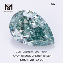 1.18CT VS1 EX VG FANCY INTENSE GREYISH GREEN Pear Shape Green Pear Cvd Diamond LG586347000
