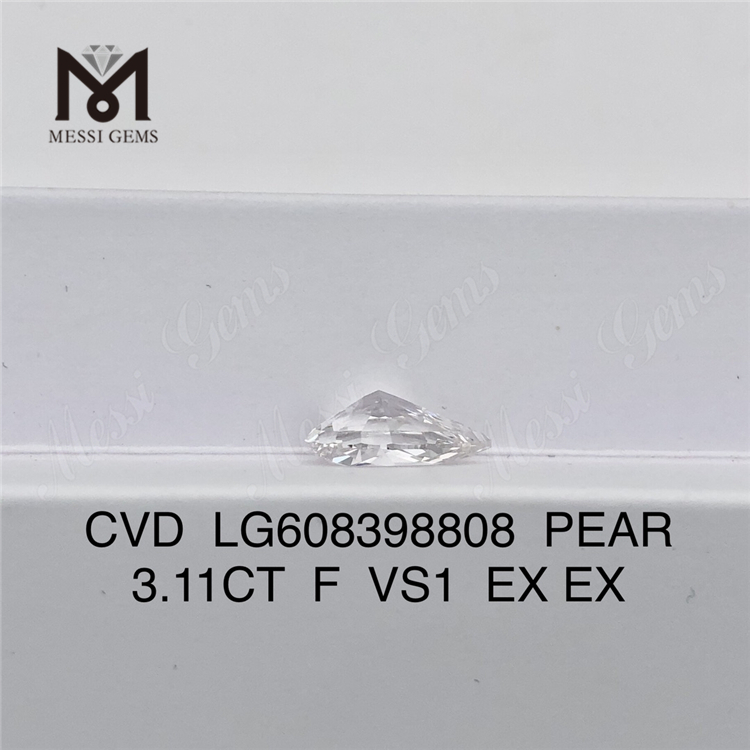 3.11CT F VS1 PEAR Cvd Loose Diamond Sustainable Elegance for Designers丨Messigems CVD LG608398808