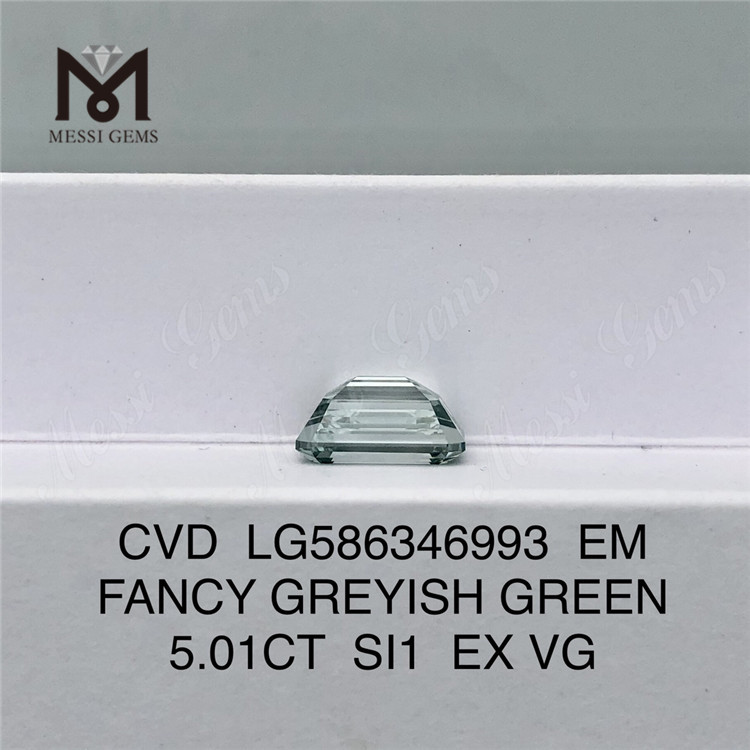 5ct Emerald Cut Lab Diamonds Green SI1 EX VG EM FANCY GREYISH GREEN MAN MADE CVD LG586346993 