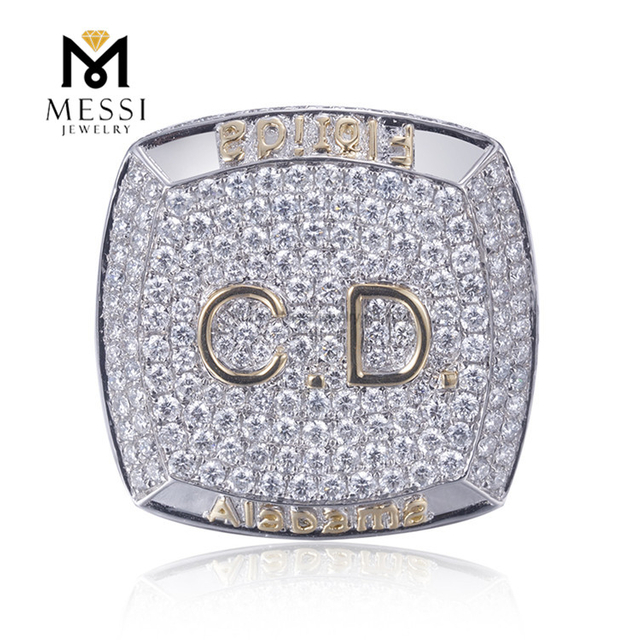 18k White Gold Lab Diamond C.D Hiphop Rings for Men Make A Bold Fashion Statement