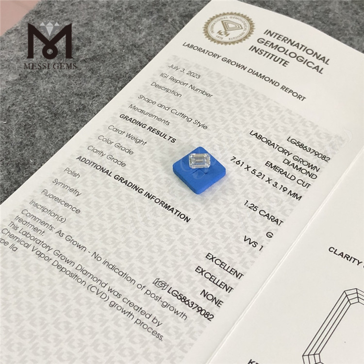 1.25CT G VVS1 CVD emerald igi diamond Certifying Excellence丨Messigems LG586379082 