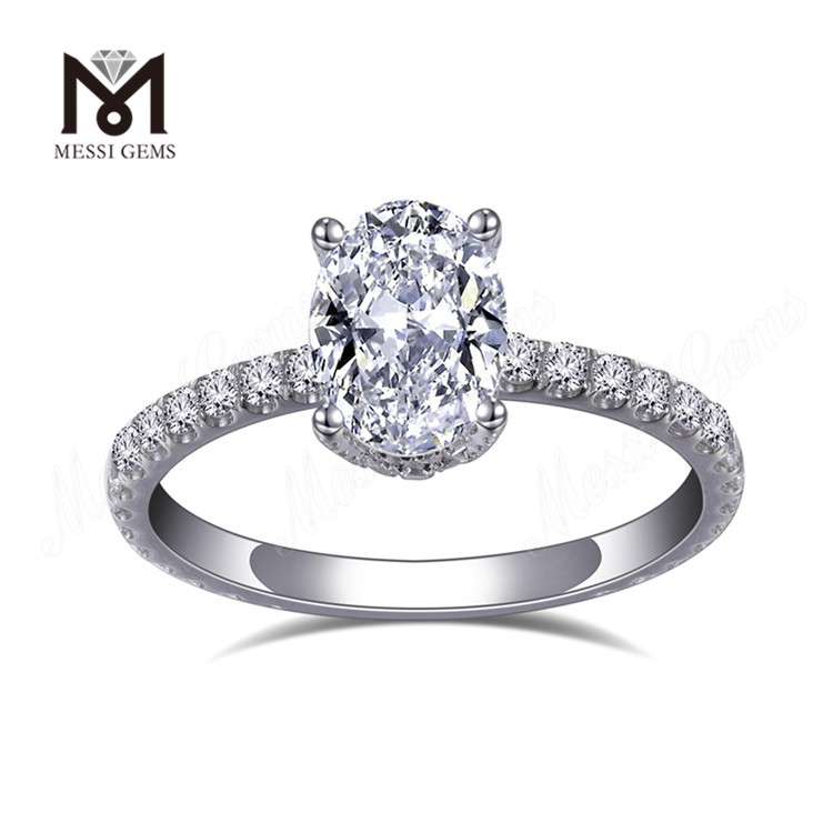 18k white gold IGI lab grown diamond oval wedding rings fashion