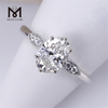 Three stone lab grown diamond classical style 18k white gold oval engagement rings