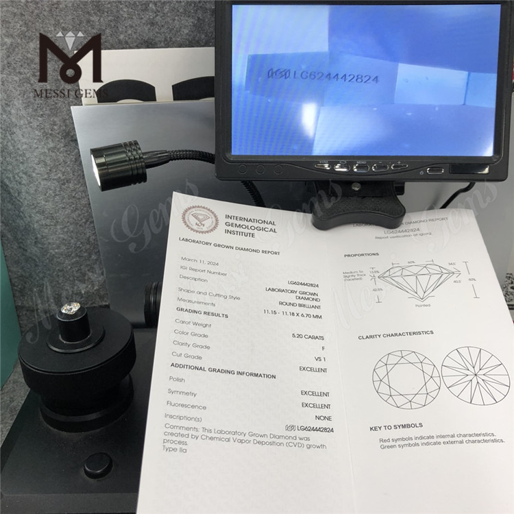 5.20CT F VS1 3EX Laboratory-made Diamonds CVD LG624442824丨Messigems