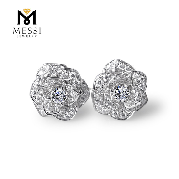 14k 18k 1ct white wedding gold diamond stud earrings for women